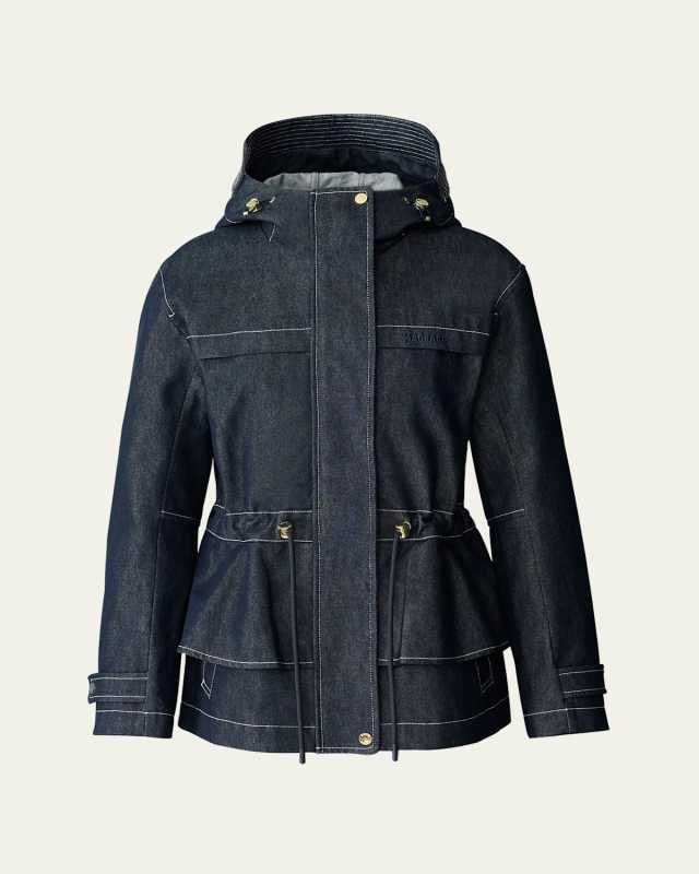 Kaori Wind-Resistant Twill Peplum Jacket with Hood